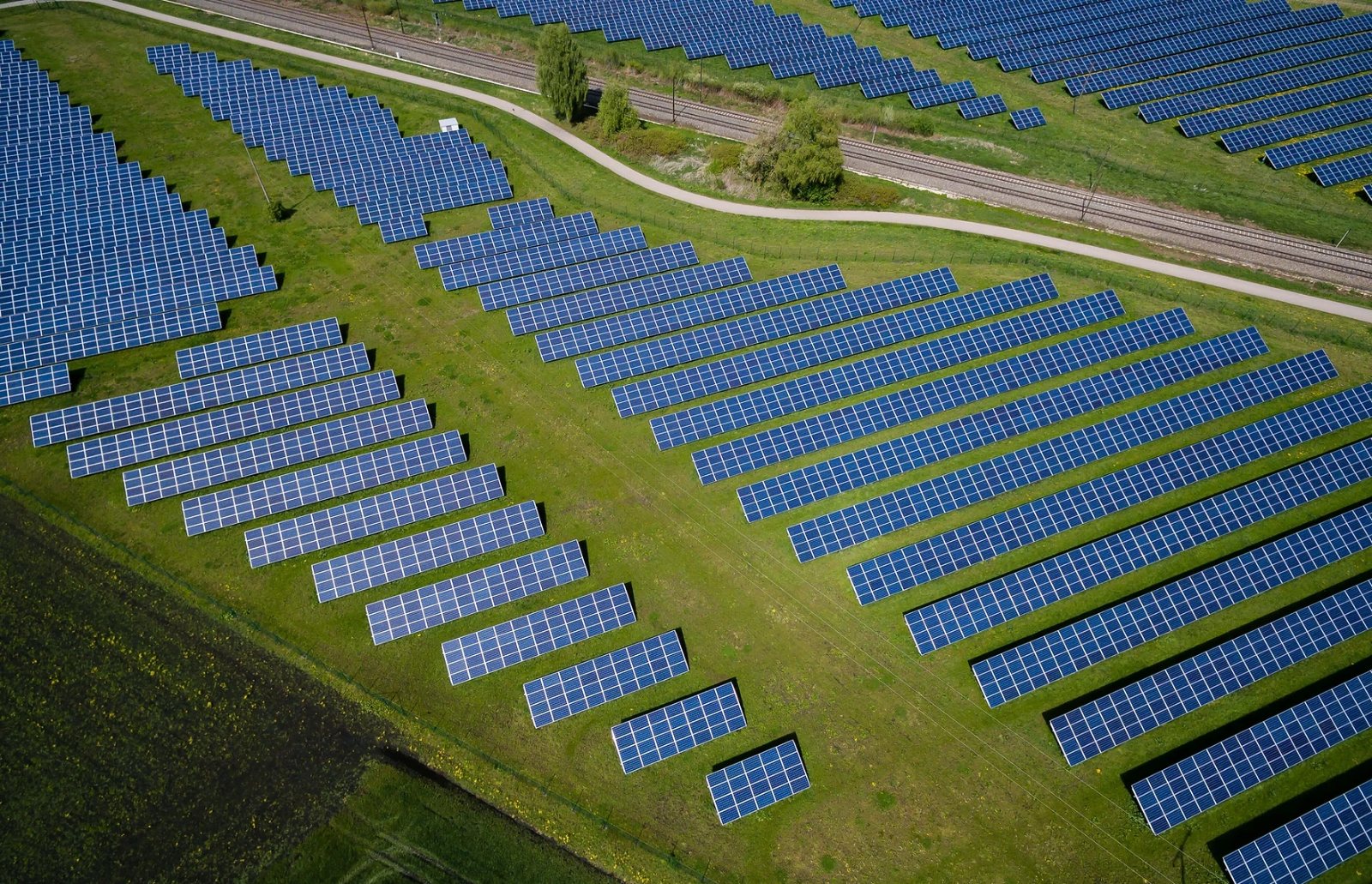 Aerial view of a solar array